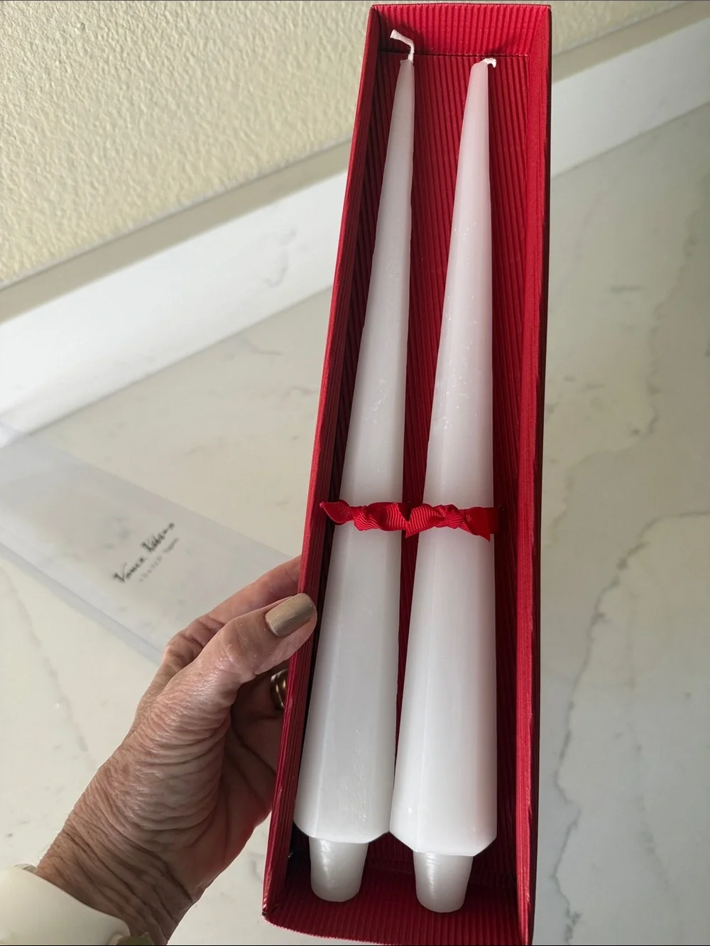 Vintage Vance Kitira White Spire Taper Candles Set of 2